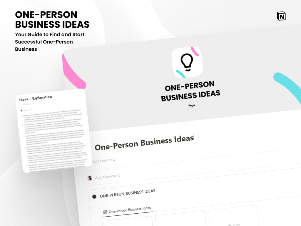 101 Profitable One-Person Business Ideas for Notion