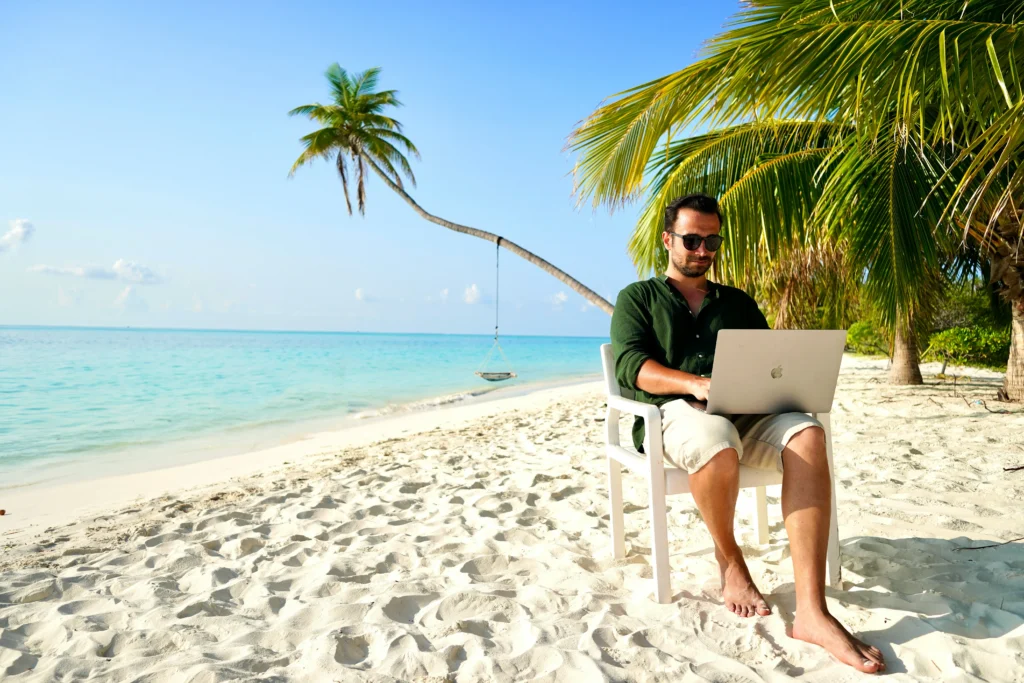 digital nomads working in scenic location