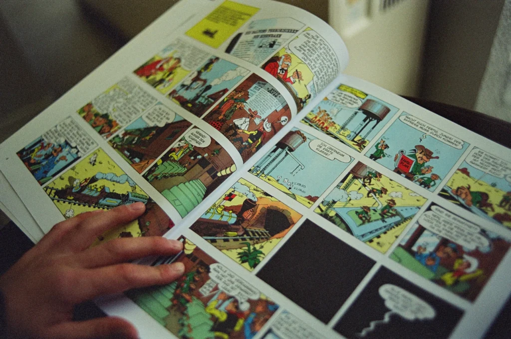 Colorful children’s book displayed with illustrations