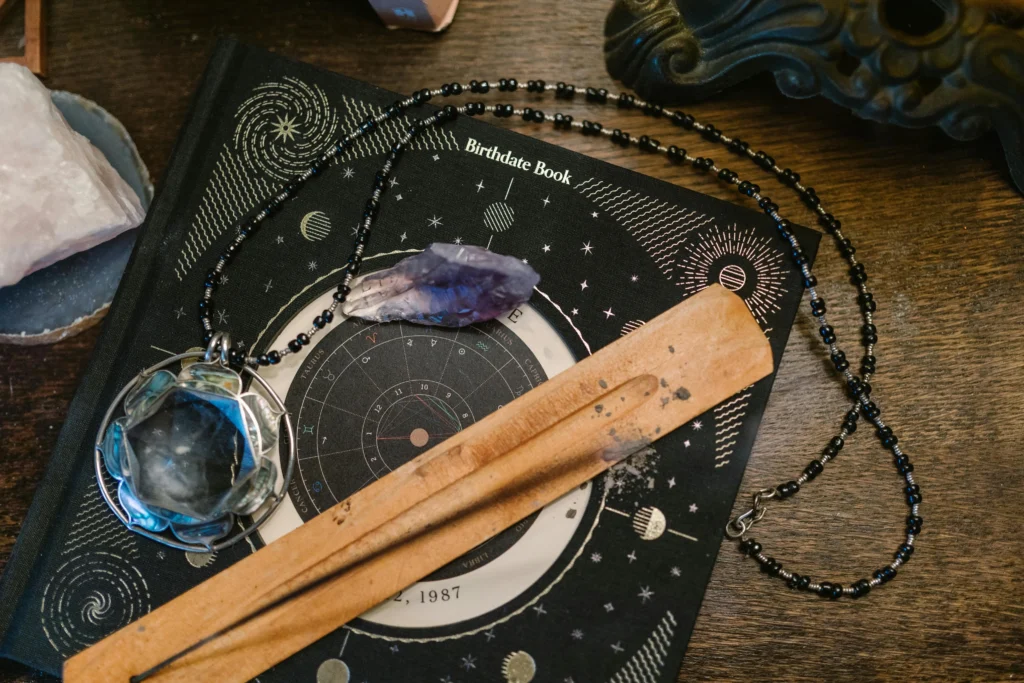 astrologer reviewing birth chart with client